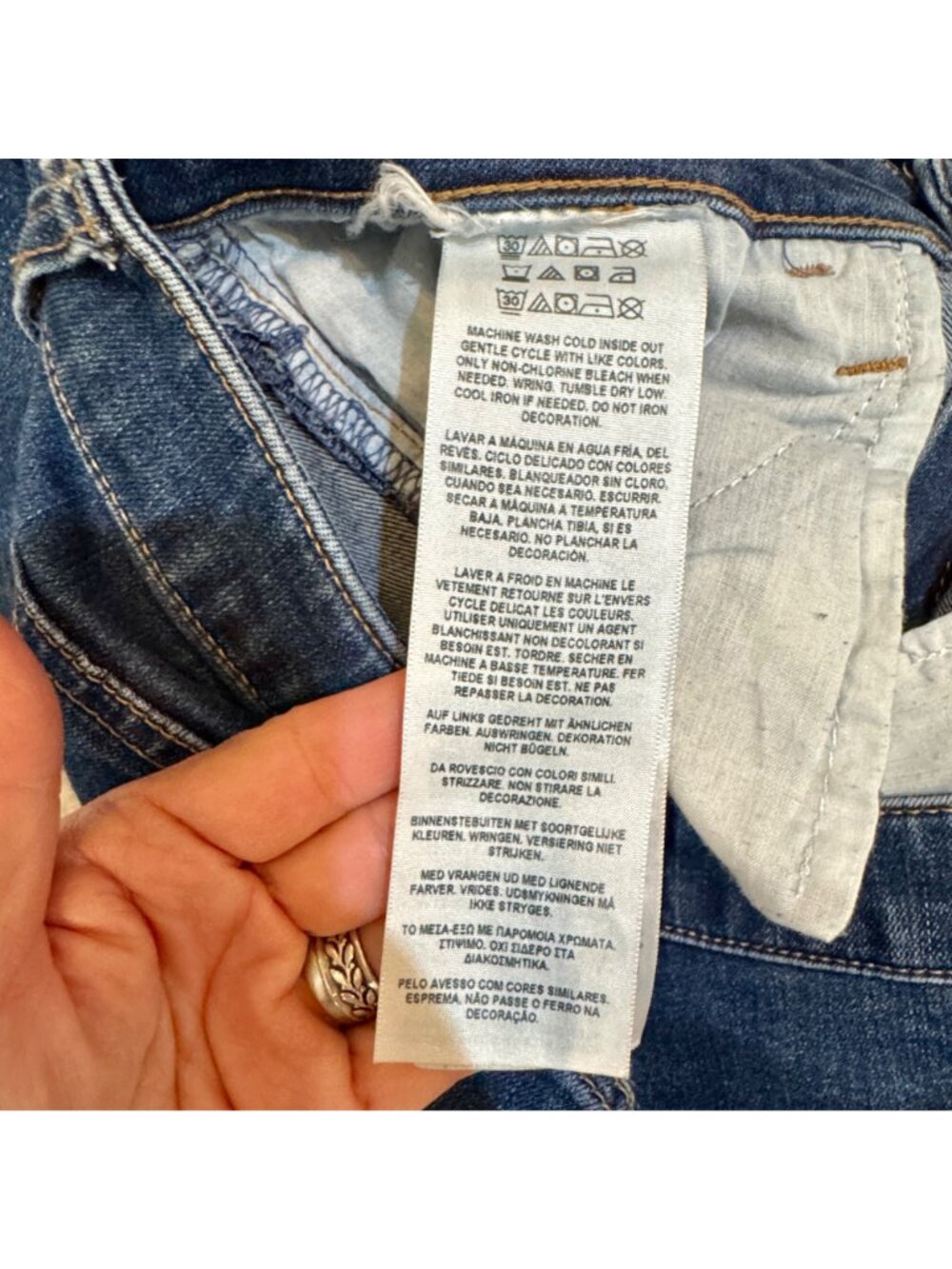 Guess Mid-Rise Skinny Jeans Size 28 Floral Stretch Denim Dark Blue Distressed He - Picture 8 of 9